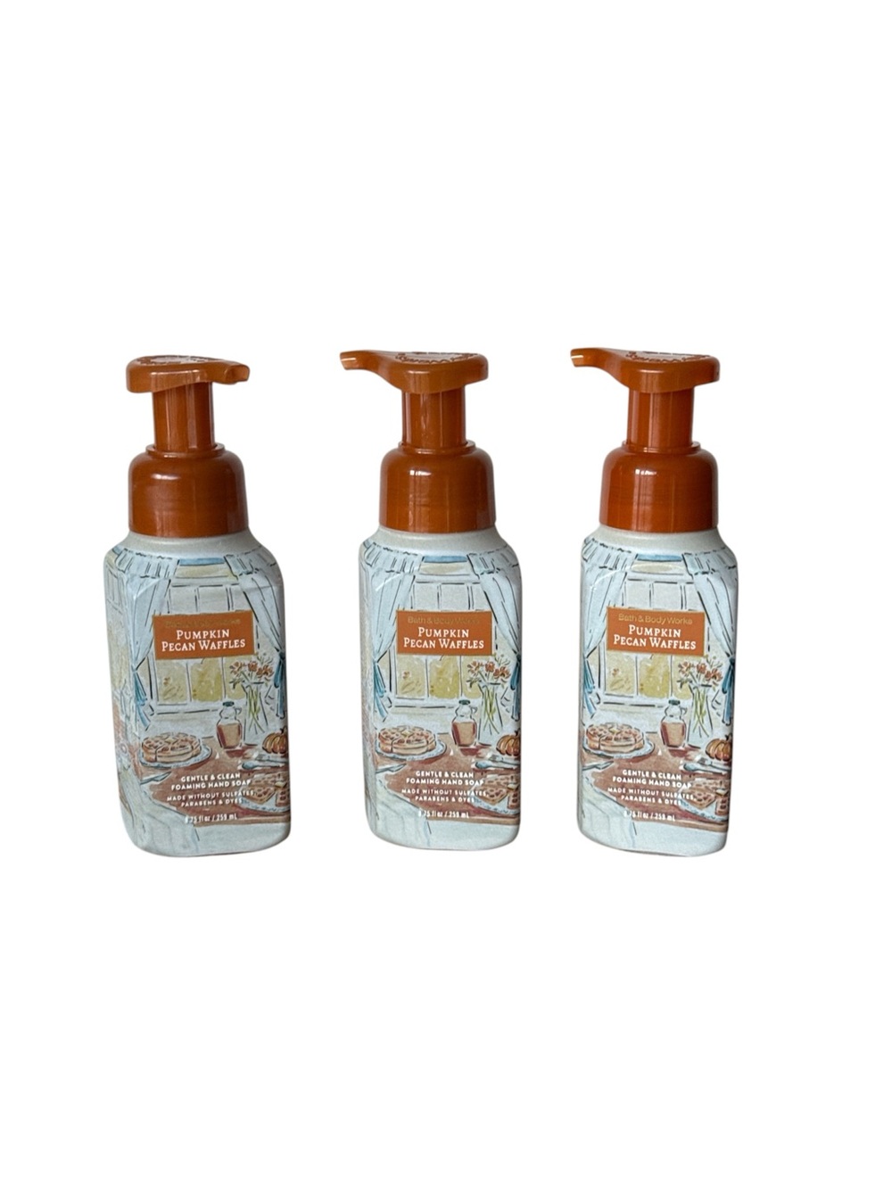 Bath & Body Works Pumpkin Pecan Waffles Foaming Hand Soap w/Essential oils x3